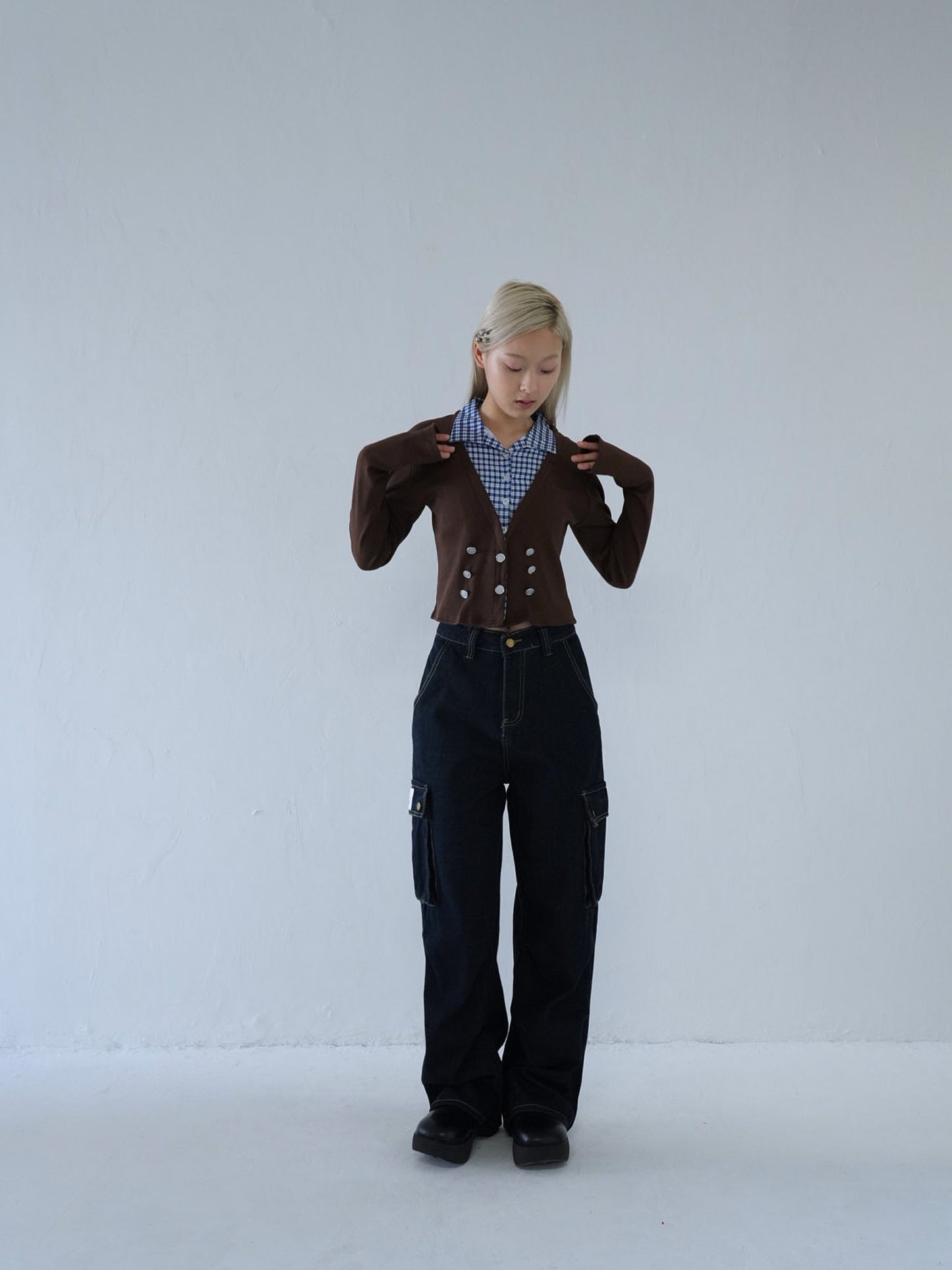 dark denim cargo pants