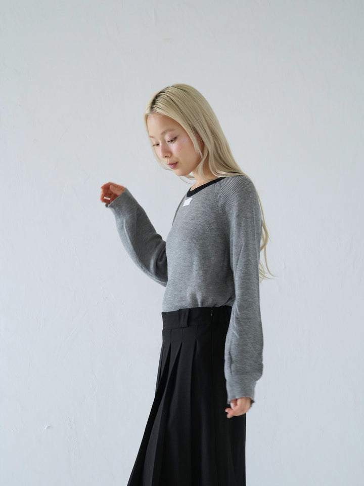 【 10月上旬発送予定 】contrast trim rib knit top