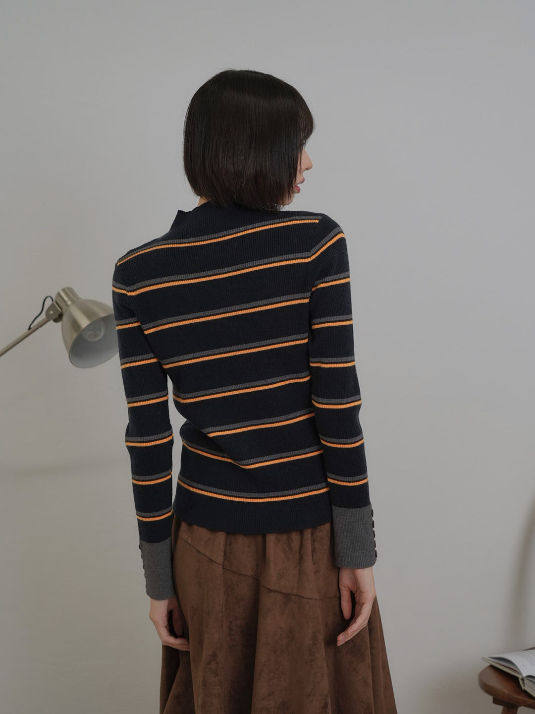 border rib knit  top