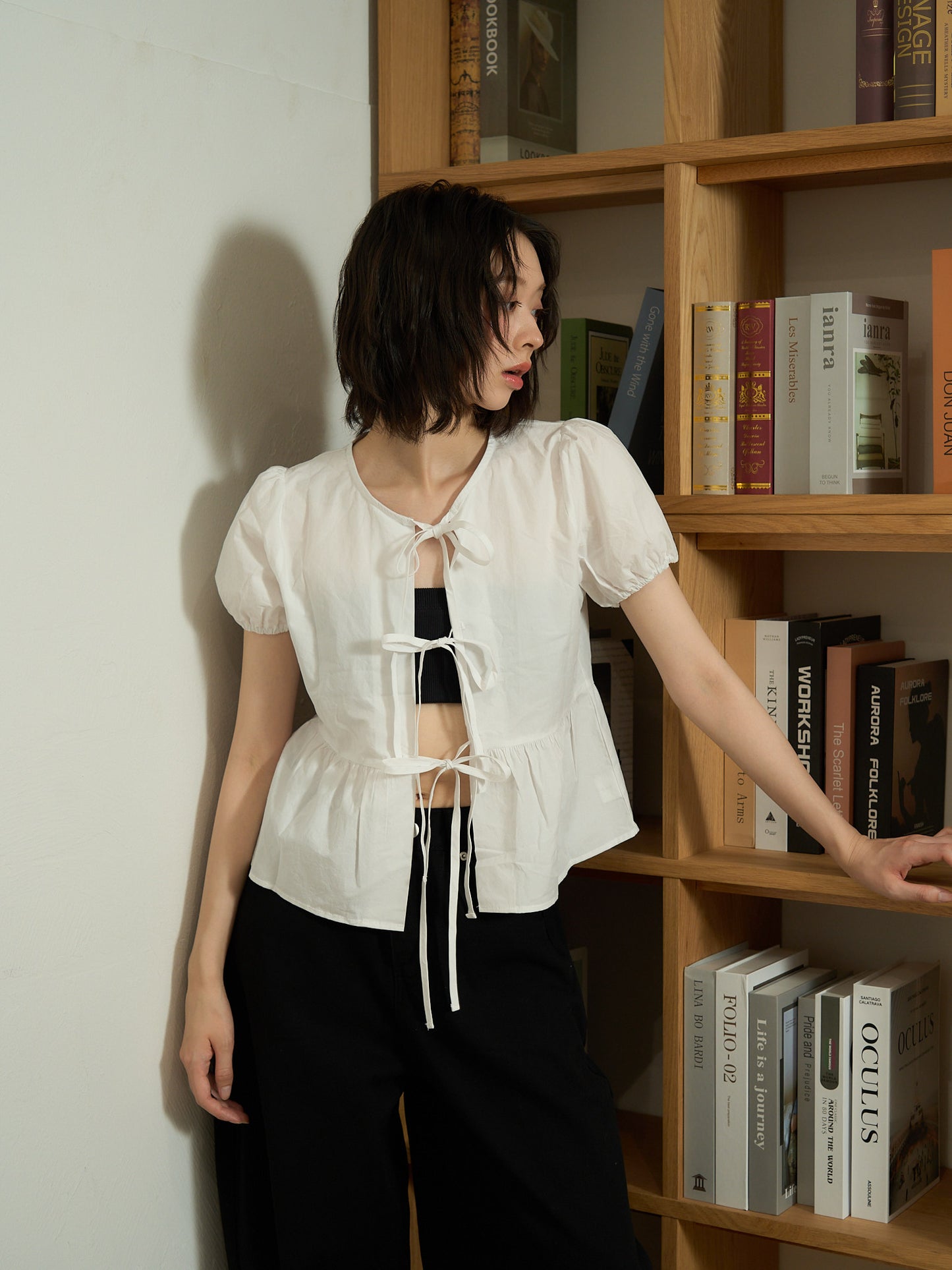 ribbon flare blouse