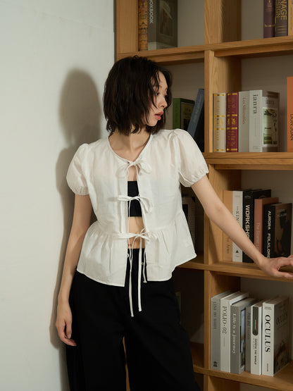 ribbon flare blouse