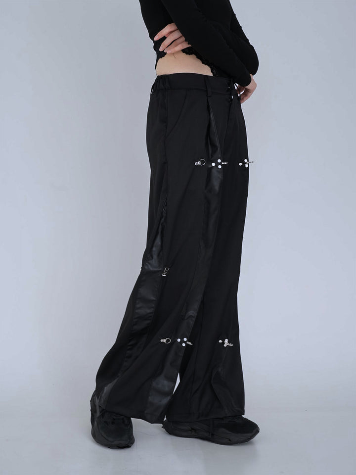 double material pin pants