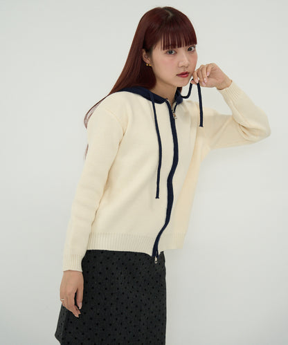 bicolor zip knit