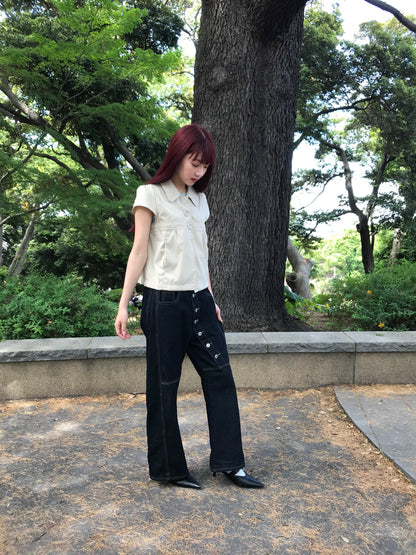 アシンメトリー ワイドデニムパンツ 大人カジュアル レディース Uenui