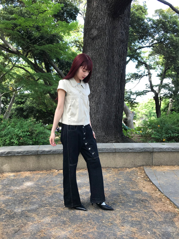 アシンメトリー ワイドデニムパンツ 大人カジュアル レディース Uenui