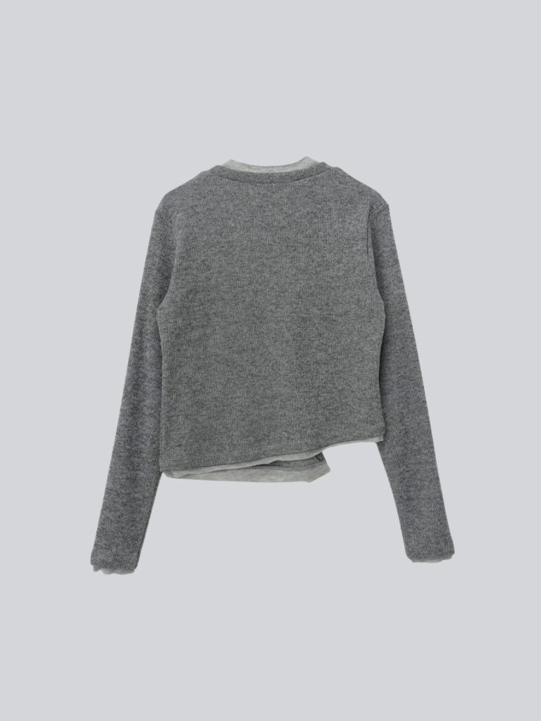 asymmetric button rib cardigan