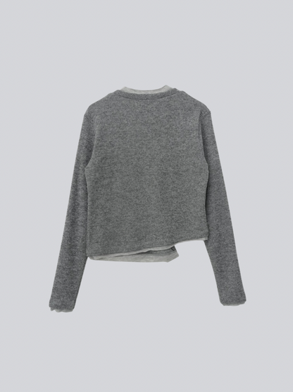 asymmetric button rib cardigan