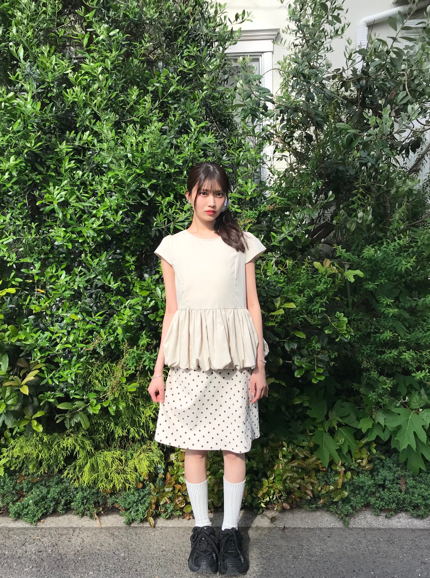 peplum puff sleeve blouse