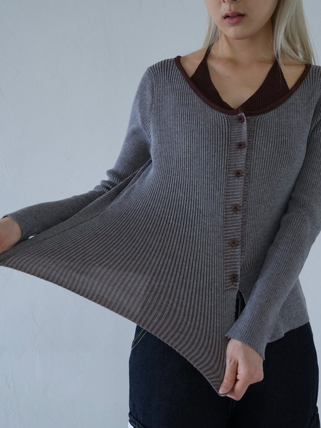 【 10月上旬発送予定 】layered rib knit top