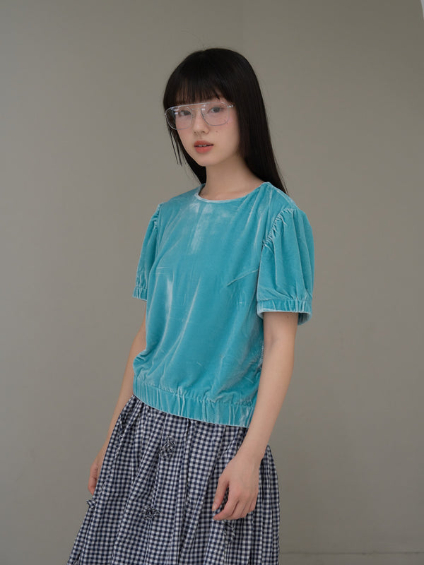 velour puff sleeve top