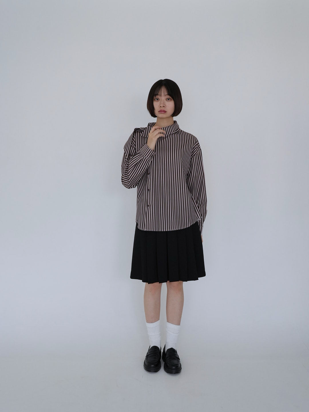 【8月26日発送予定】asymmetric stripe shirt
