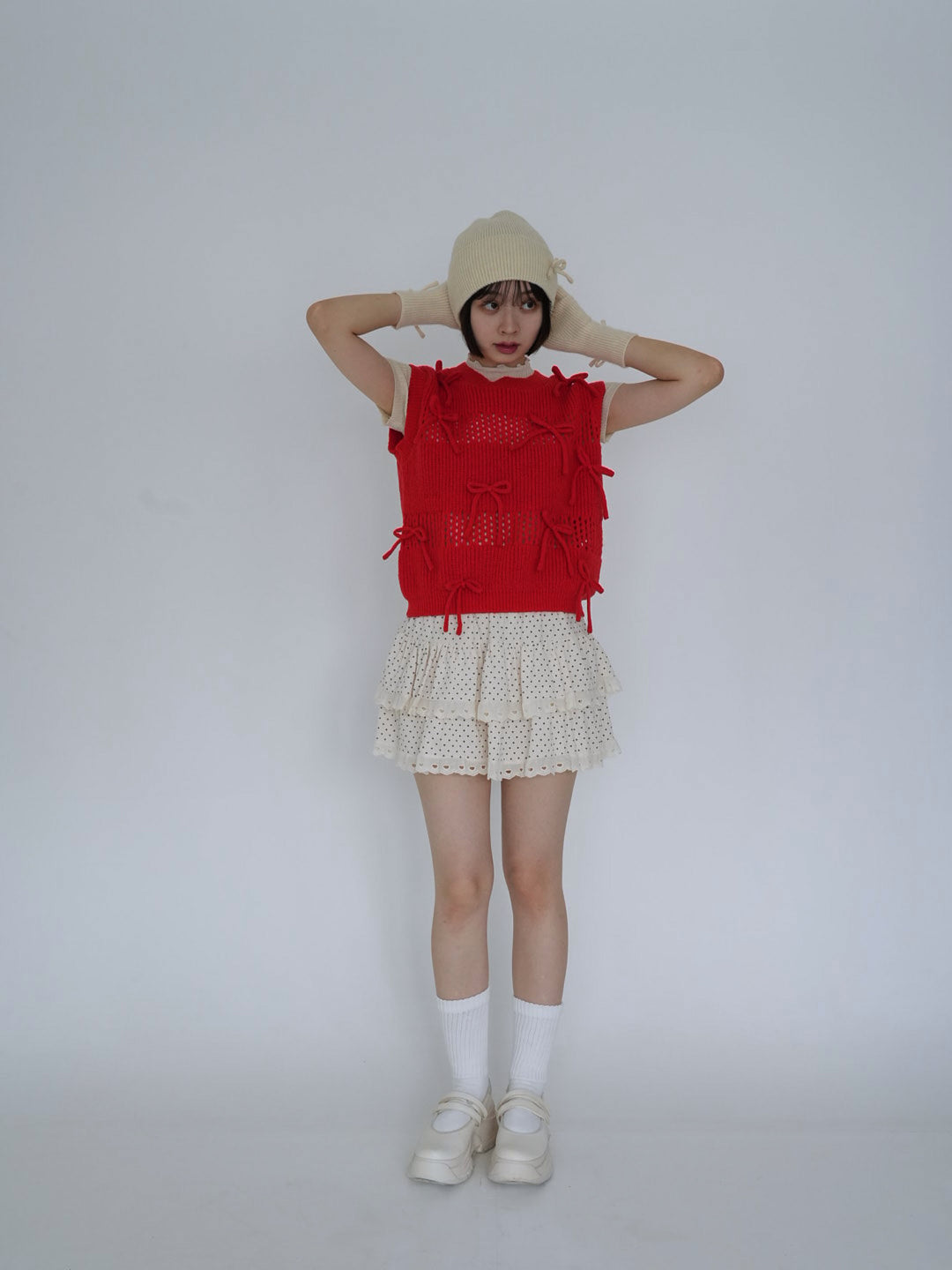 ribbon knit vest