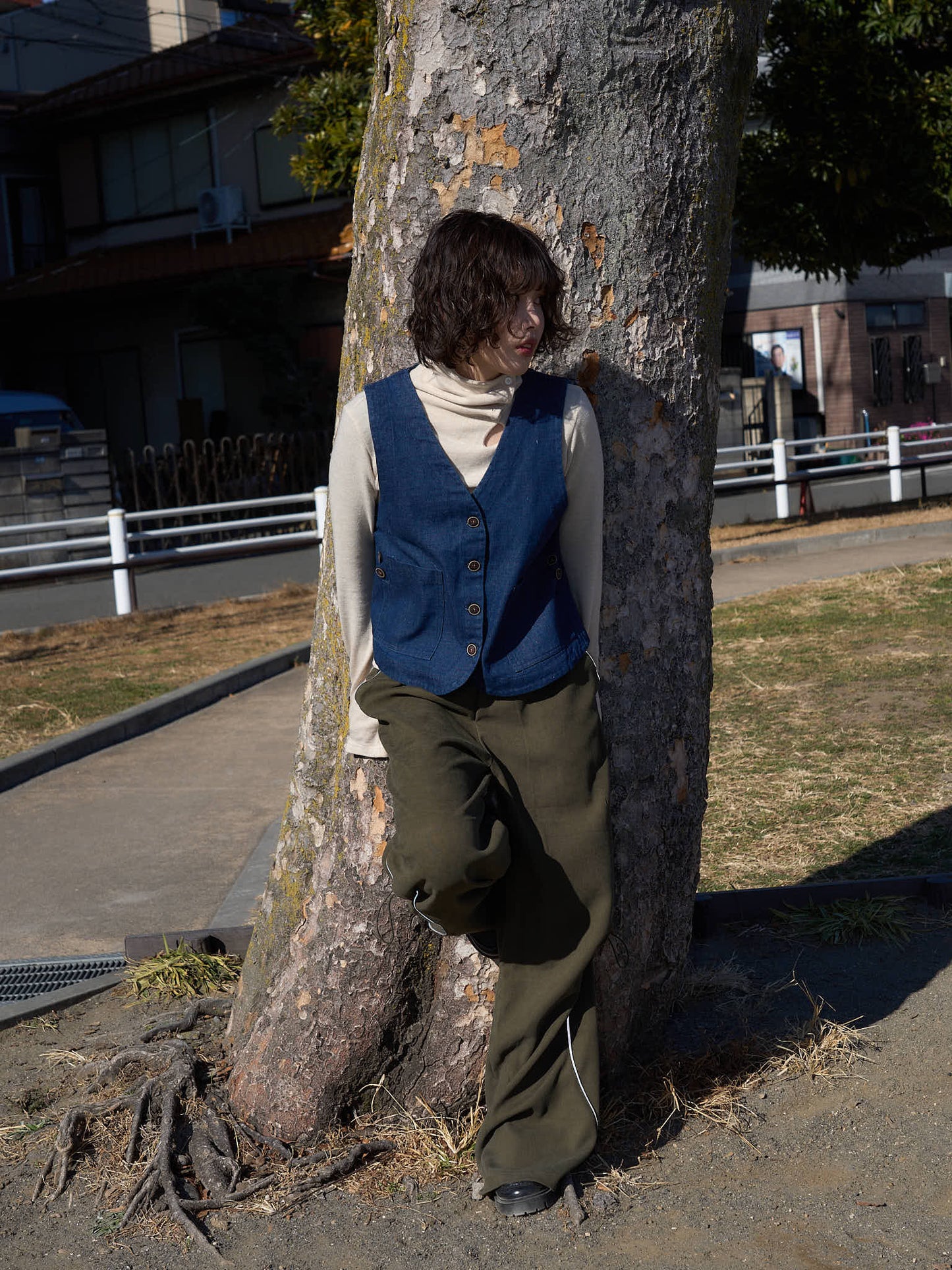 denim button casual vest