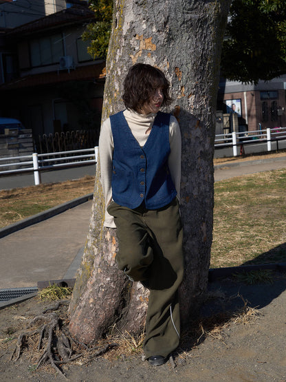 denim button casual vest