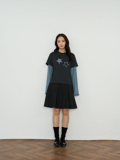 star border layered long sleeve tee