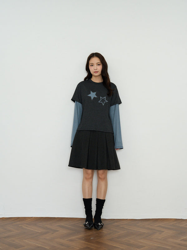 star border layered long sleeve tee