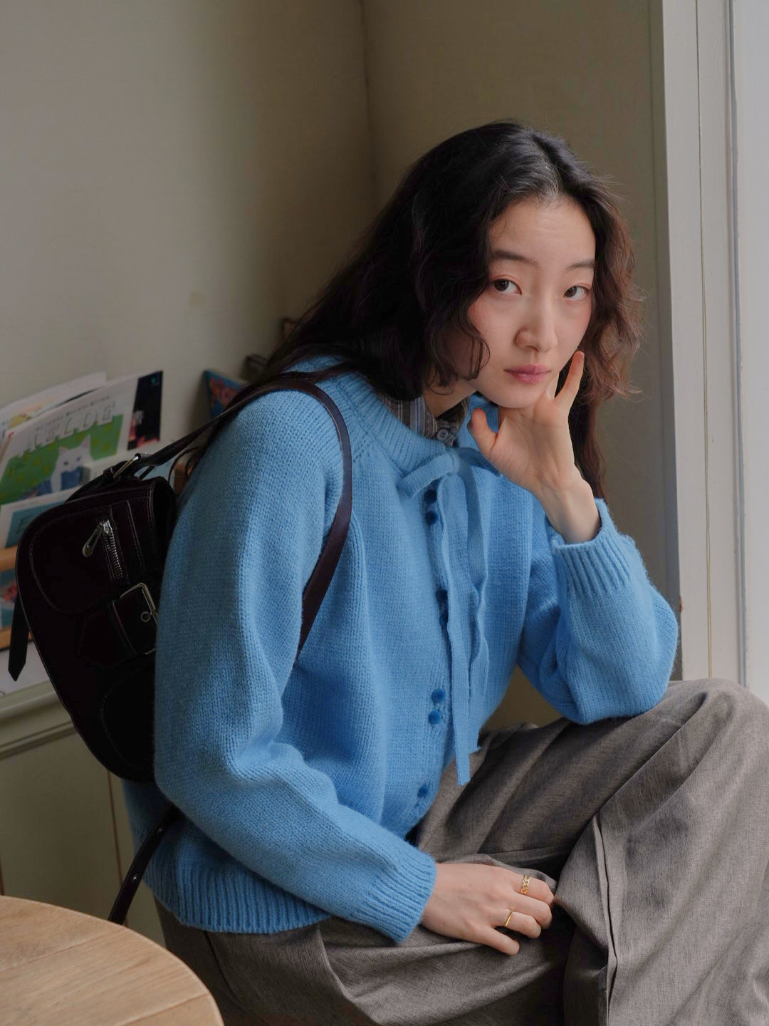 ribbon tie knit cardigan