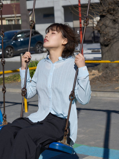 crinkle ribbon long sleeve shirt