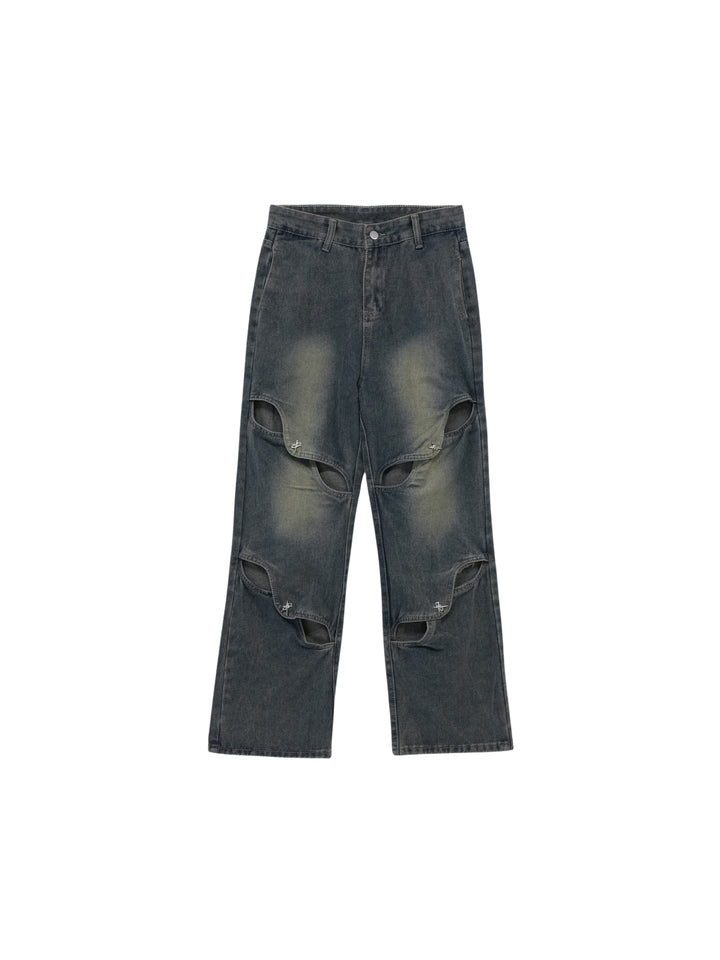 studs cut denim pants
