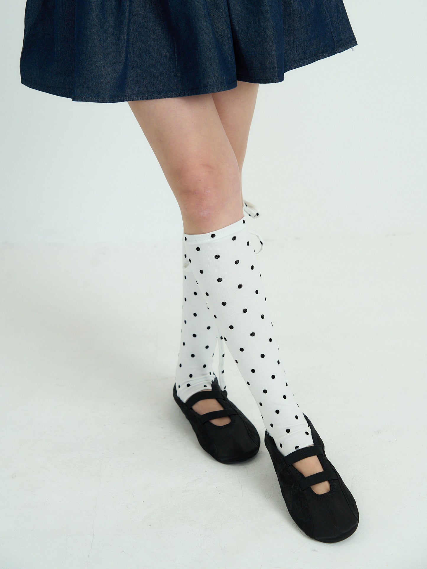 polka dot lace-up leg warmers