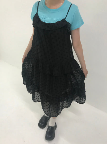 dot chiffon tiered dress