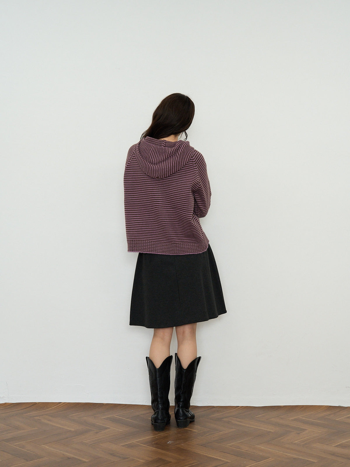 border knit zip hoodie
