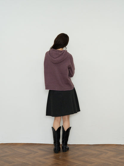 border knit zip hoodie