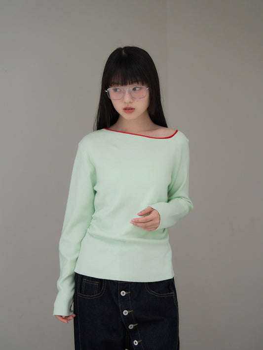 colorblock asymmetry shoulder knit