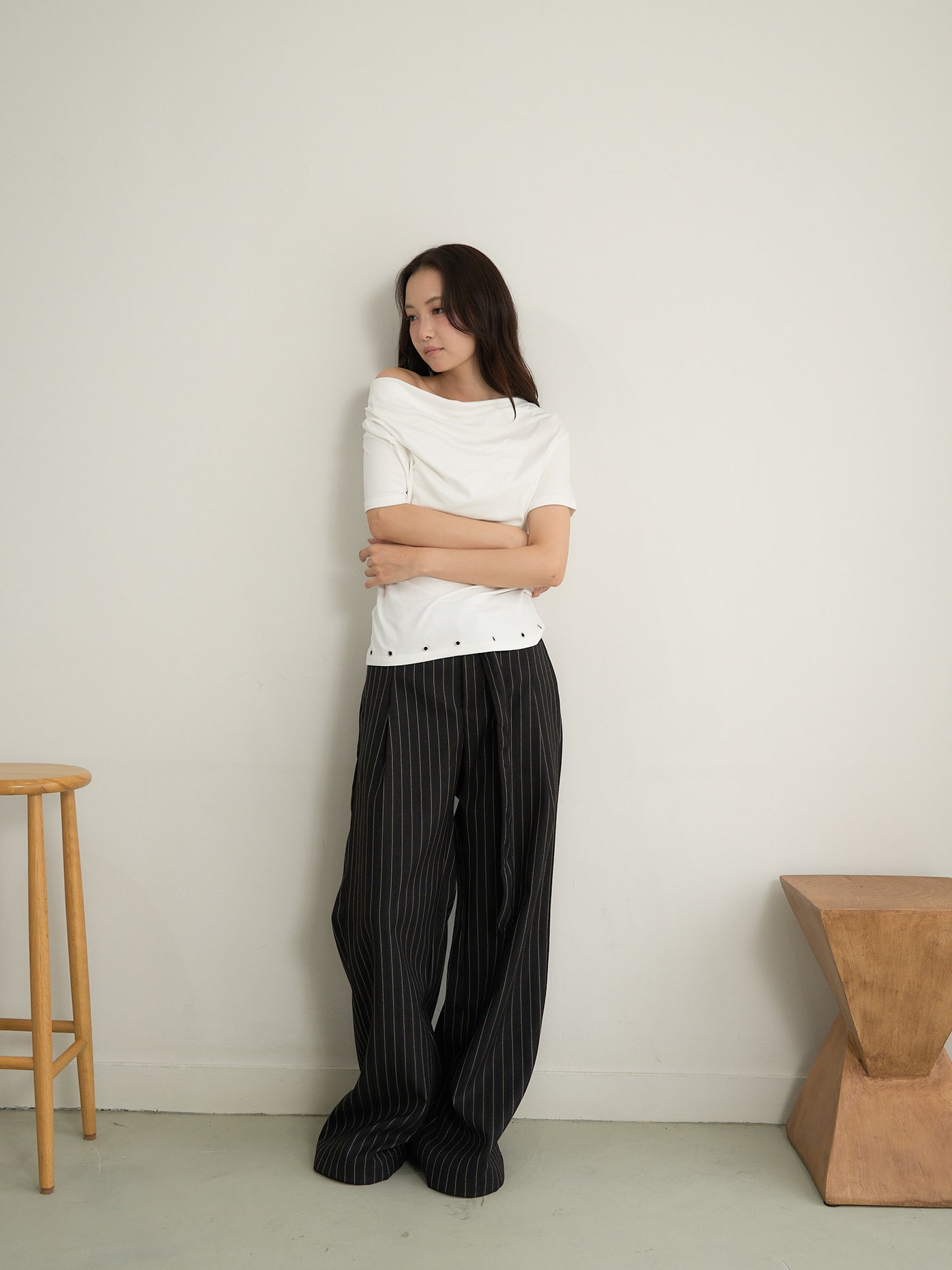 stripe wide pants