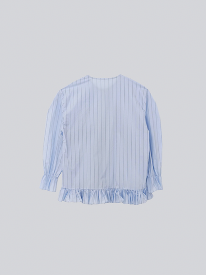 stripe frill big blouse