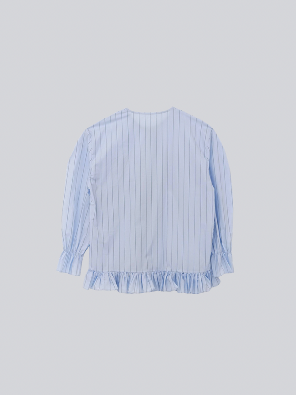 stripe frill big blouse