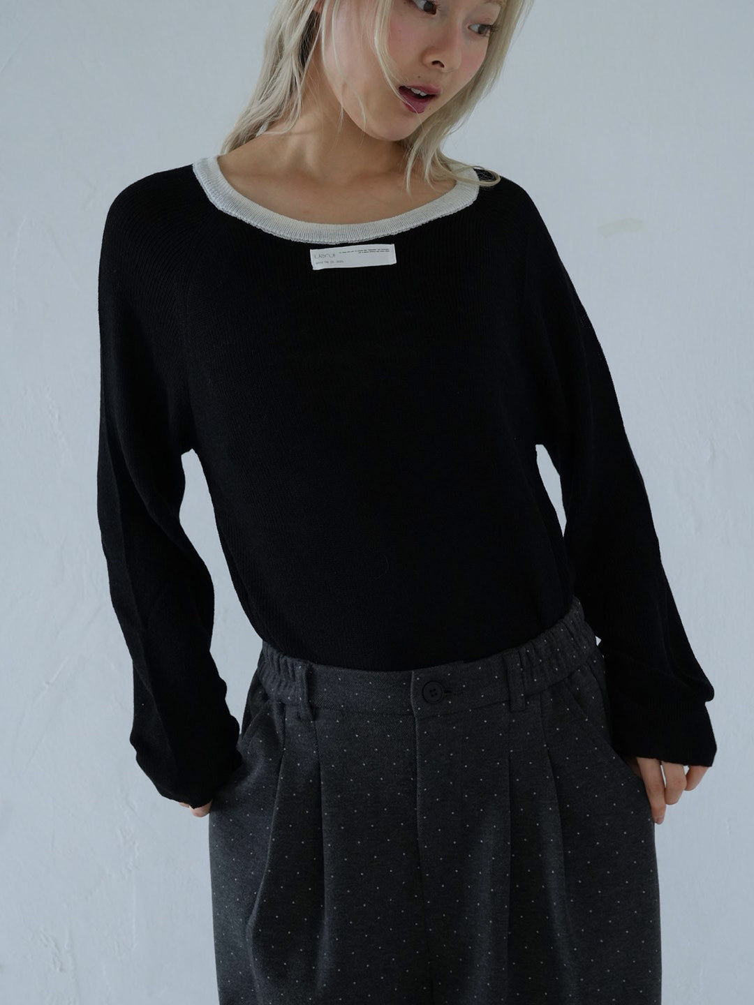 【 10月上旬発送予定 】contrast trim rib knit top