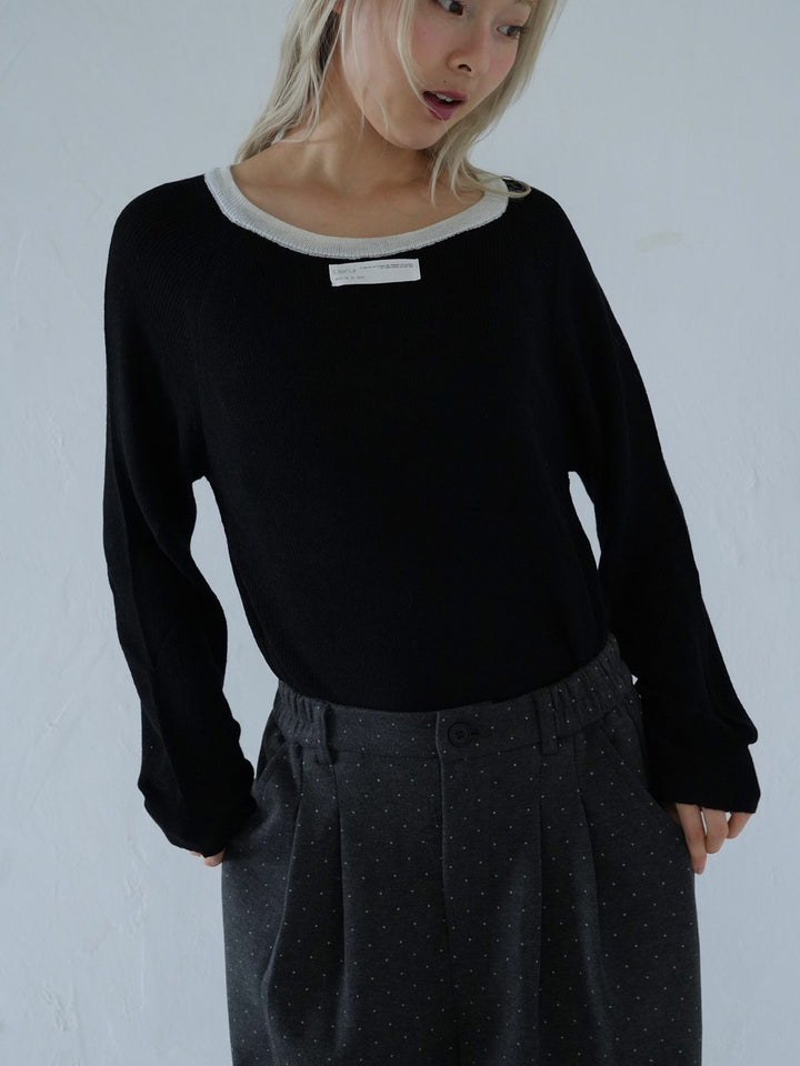 【 10月上旬発送予定 】contrast trim rib knit top