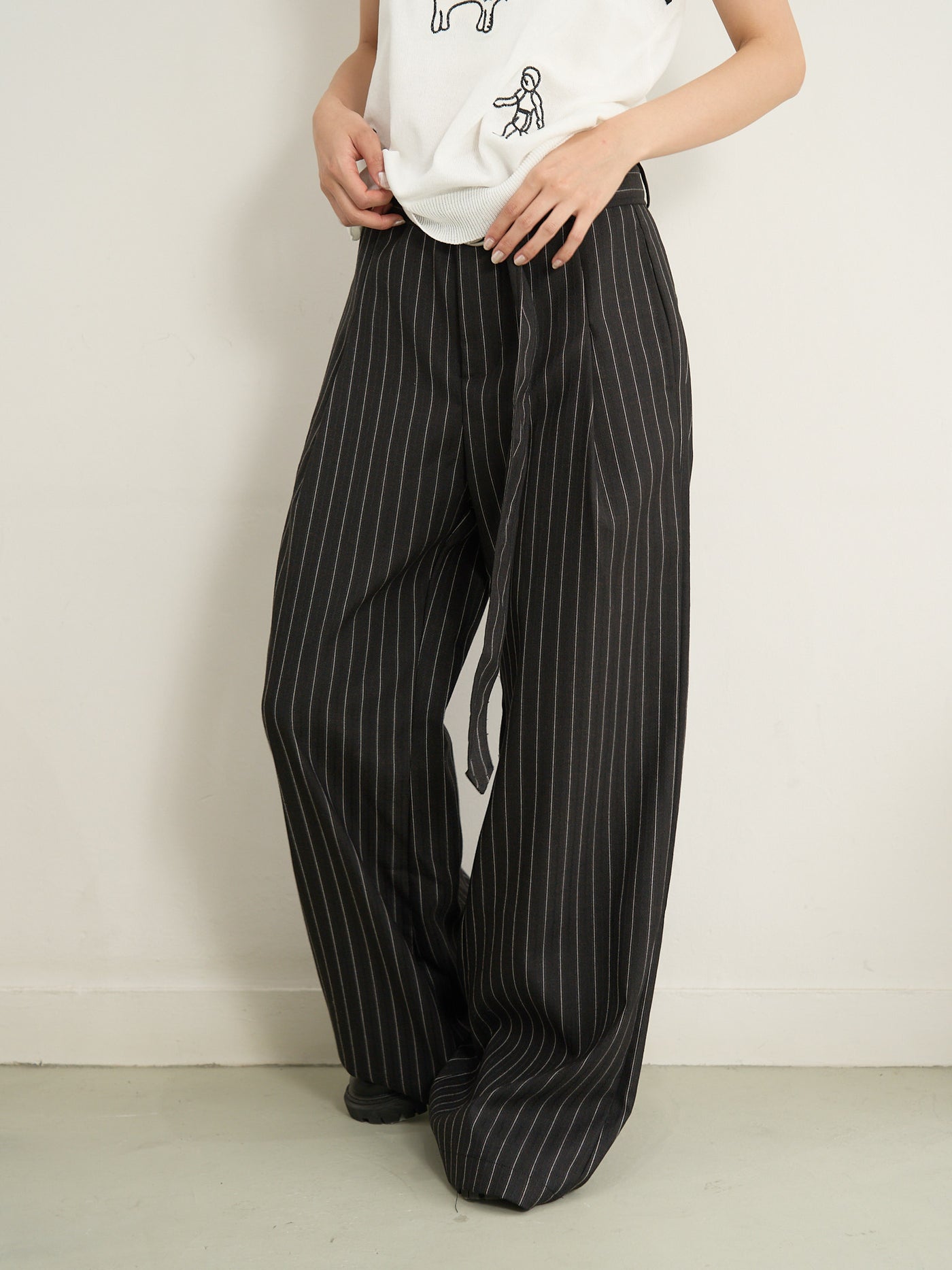 stripe wide pants