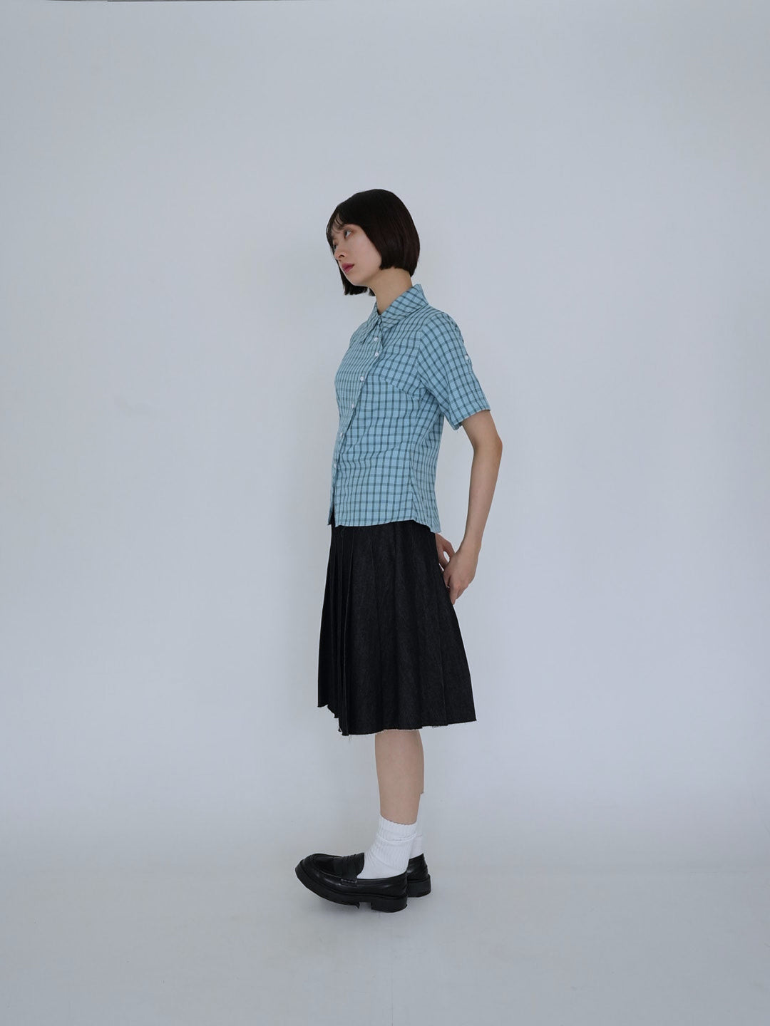 retro check button shirt