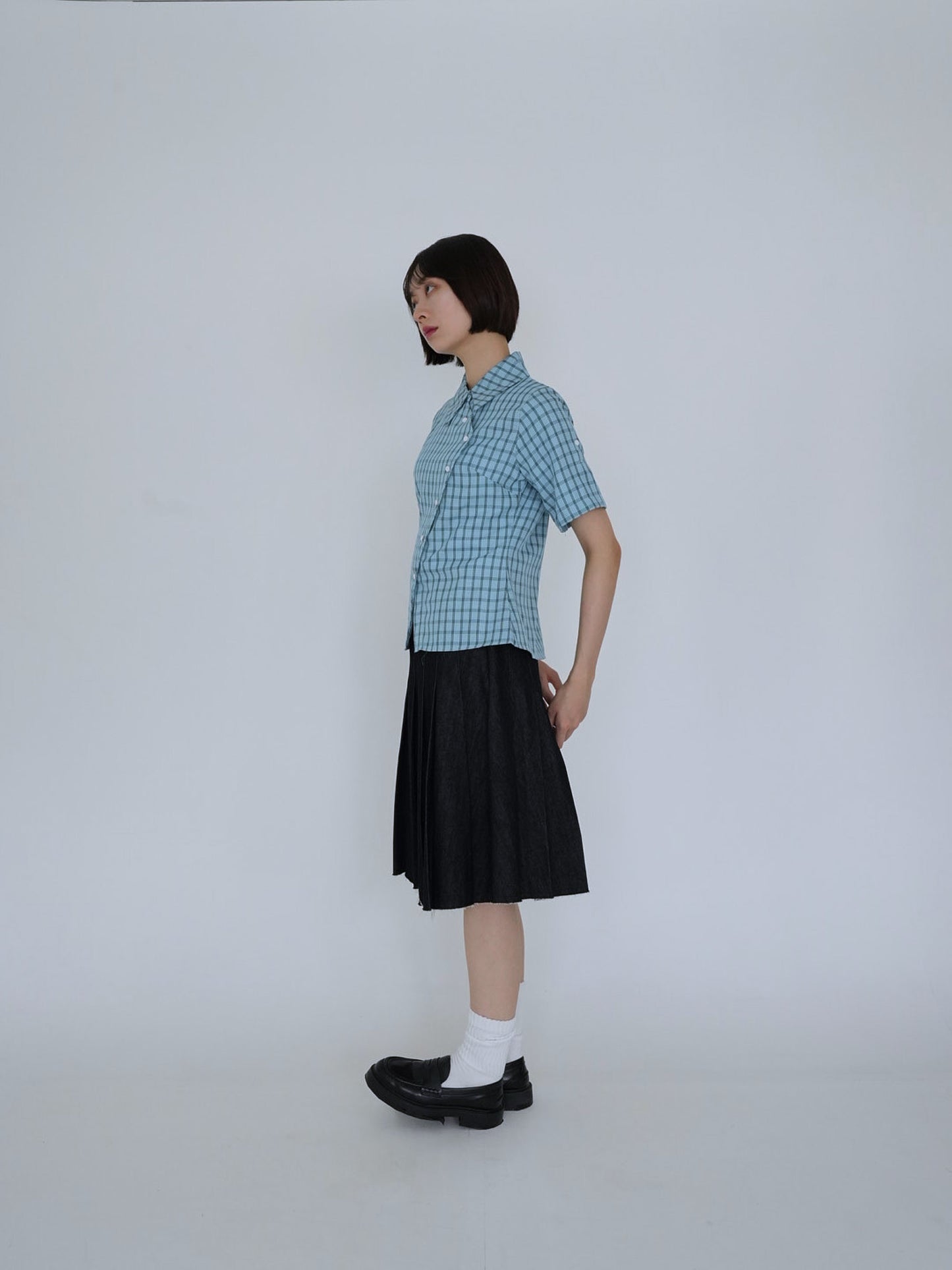 retro check button shirt