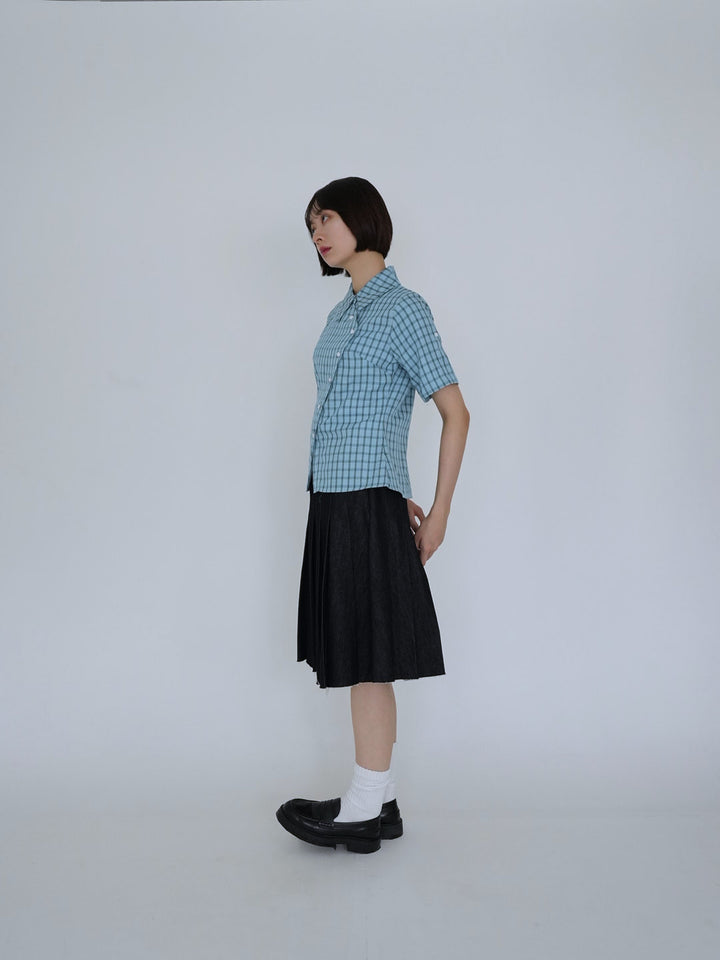 retro check button shirt