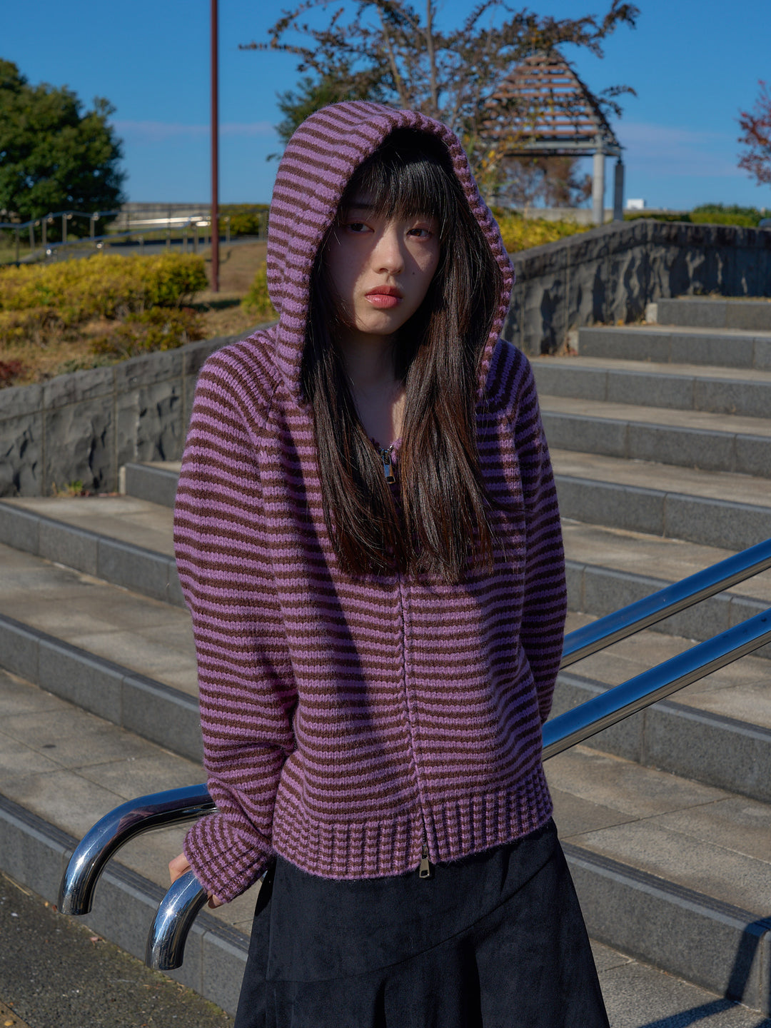 border knit zip hoodie 【 12/11  新色追加 】