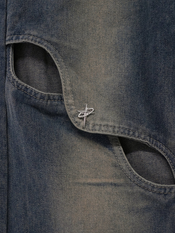 studs cut denim pants