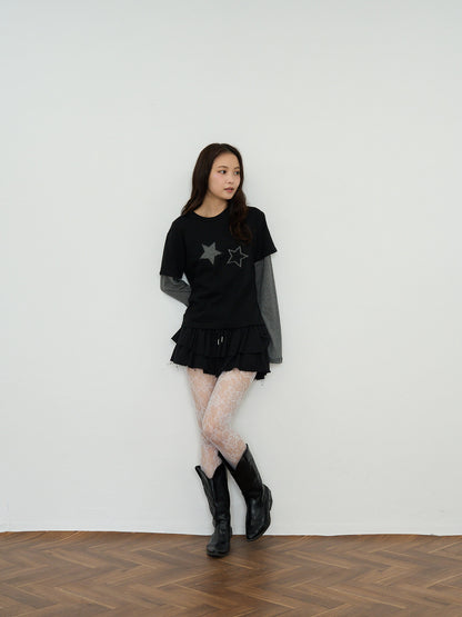 star border layered long sleeve tee