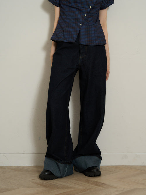 wide leg denim pants