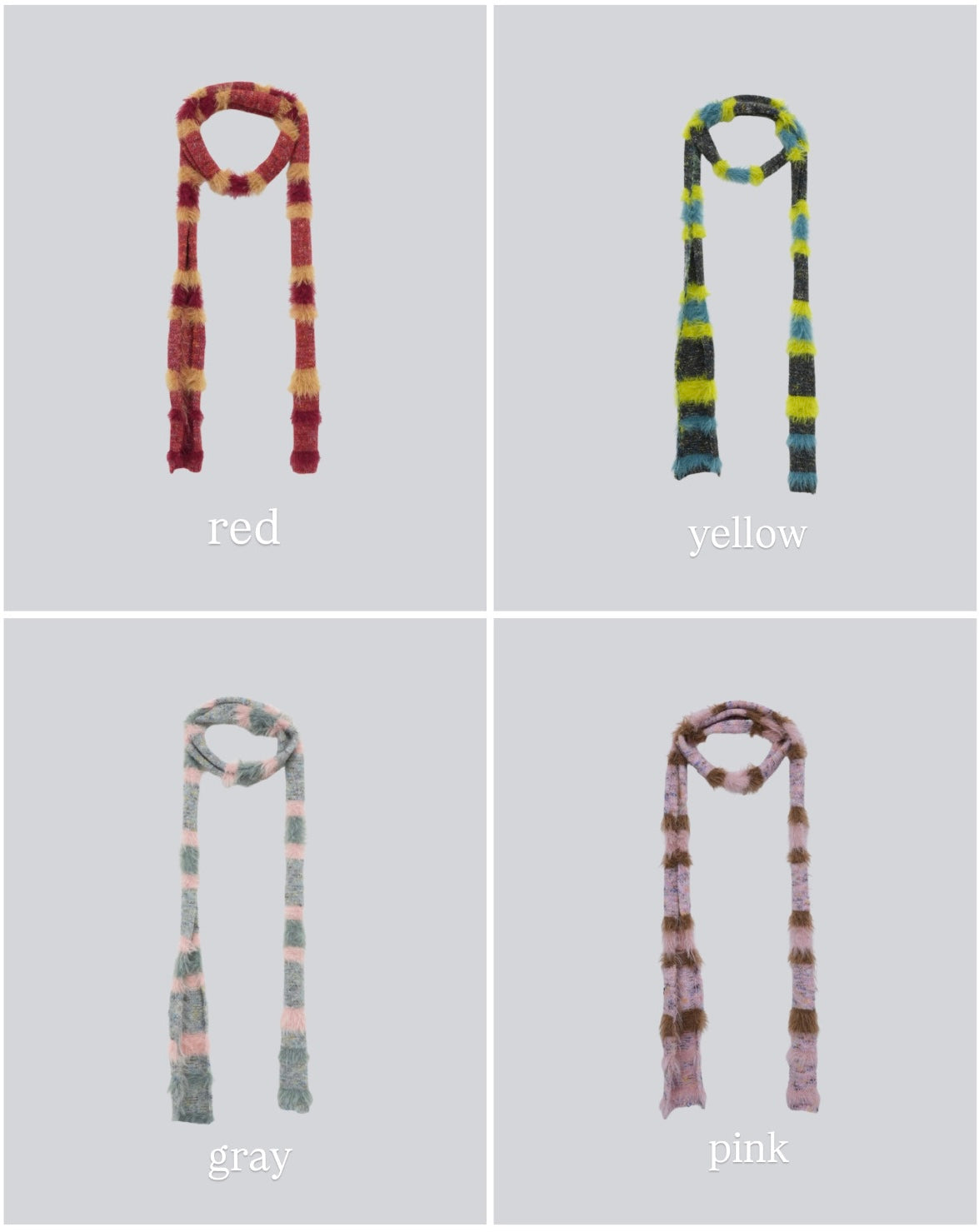 furry stripe knit muffler