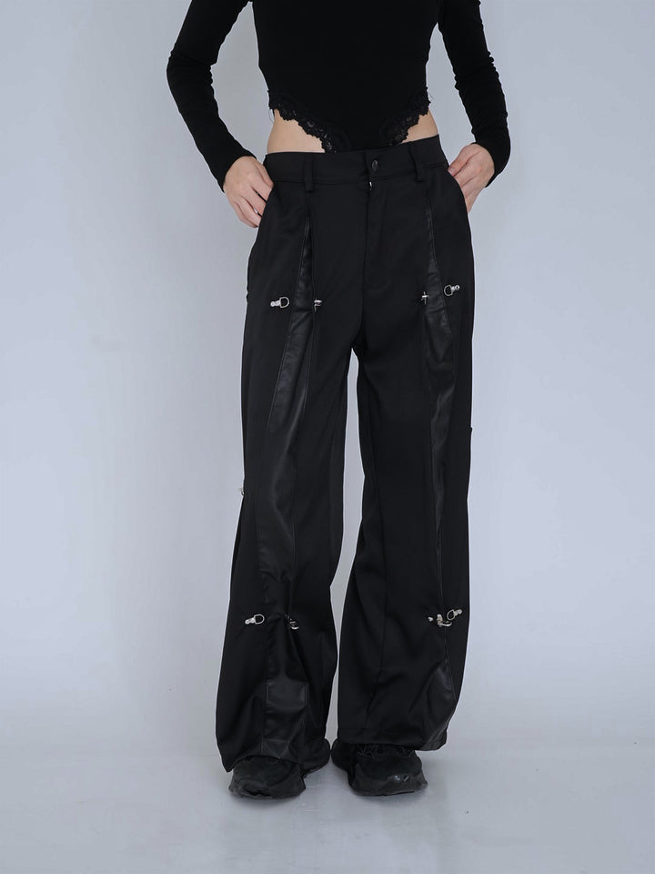 double material pin pants