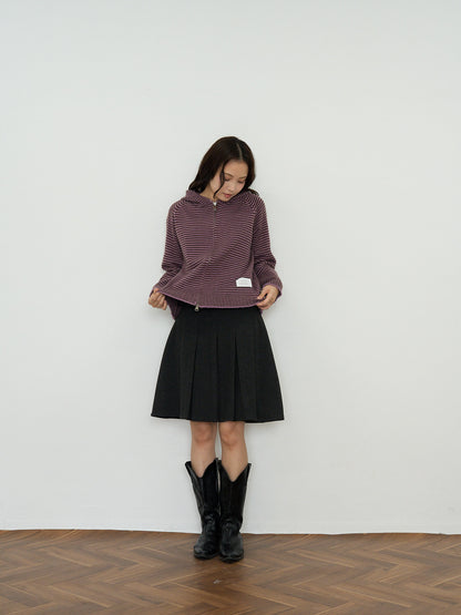 border knit zip hoodie
