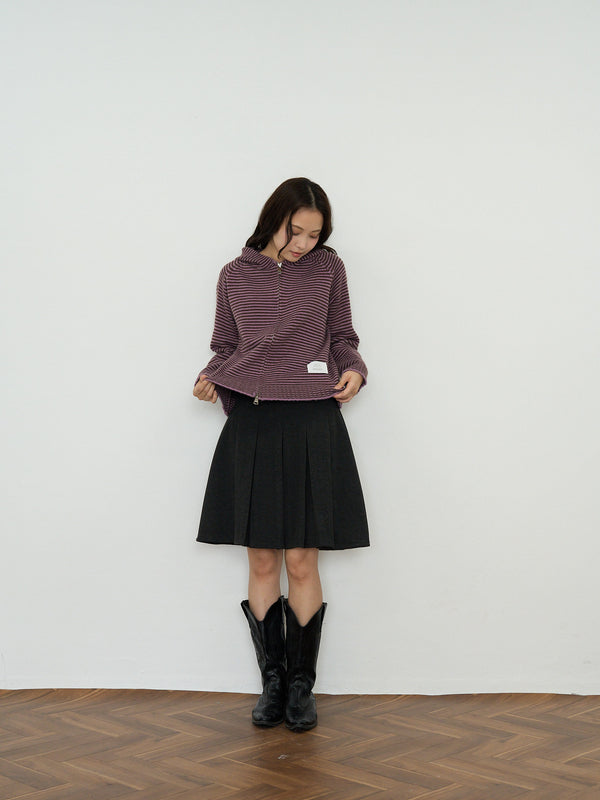 border knit zip hoodie