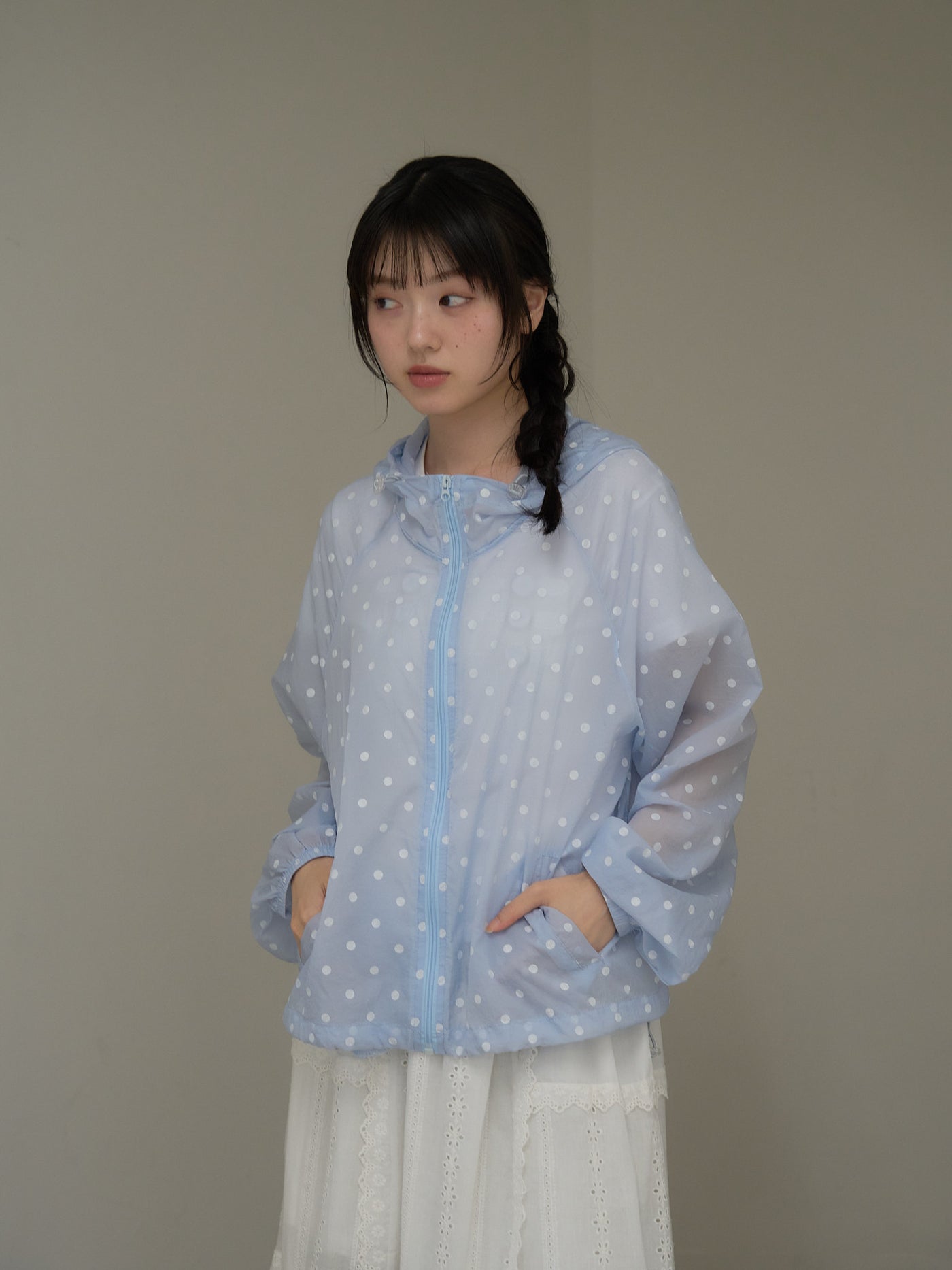dot sheer hoodie