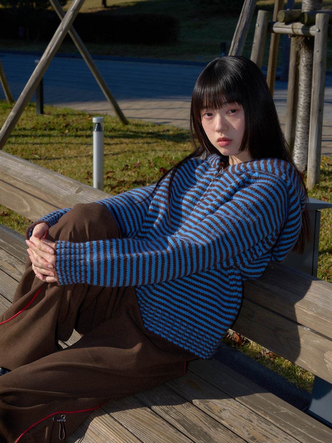 border knit zip hoodie 【 12/11  新色追加 】