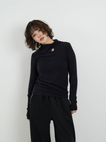 button high neck knit