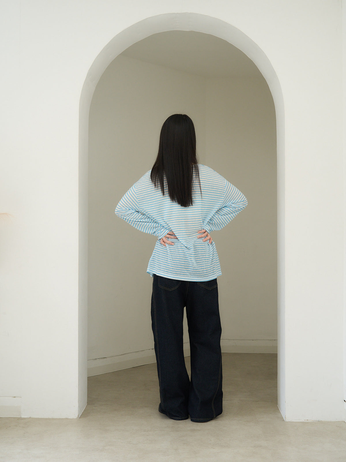 asymmetry button denim pants