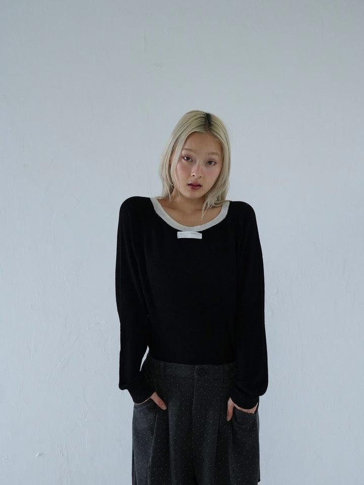 【 10月上旬発送予定 】contrast trim rib knit top